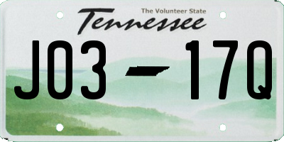 TN license plate J0317Q