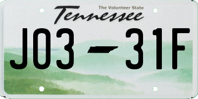 TN license plate J0331F