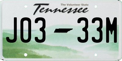 TN license plate J0333M