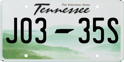 TN license plate J0335S