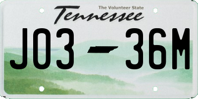 TN license plate J0336M
