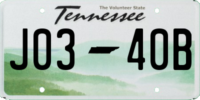 TN license plate J0340B