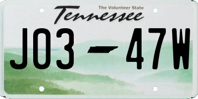 TN license plate J0347W