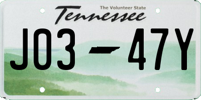 TN license plate J0347Y