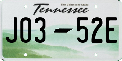 TN license plate J0352E
