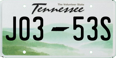 TN license plate J0353S