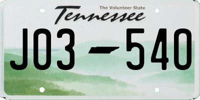 TN license plate J0354O