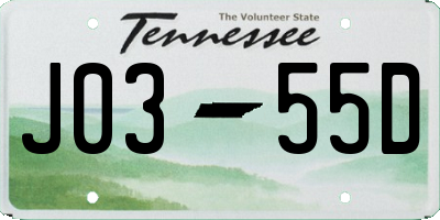 TN license plate J0355D