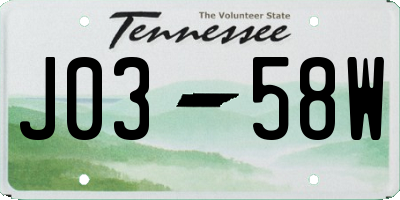 TN license plate J0358W