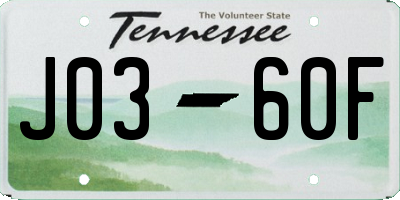 TN license plate J0360F
