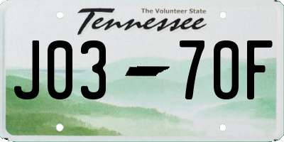 TN license plate J0370F