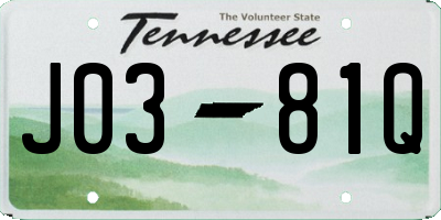 TN license plate J0381Q