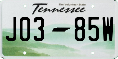 TN license plate J0385W