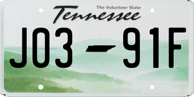 TN license plate J0391F