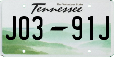 TN license plate J0391J