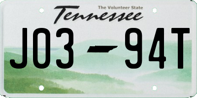 TN license plate J0394T