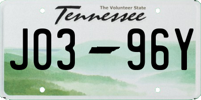 TN license plate J0396Y