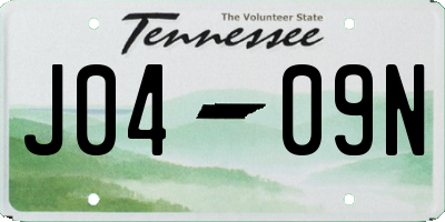 TN license plate J0409N