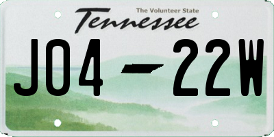 TN license plate J0422W