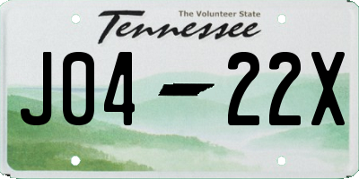 TN license plate J0422X