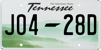 TN license plate J0428D