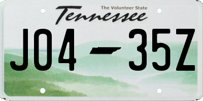TN license plate J0435Z