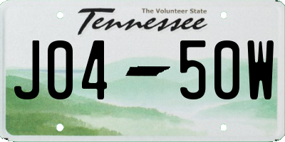 TN license plate J0450W