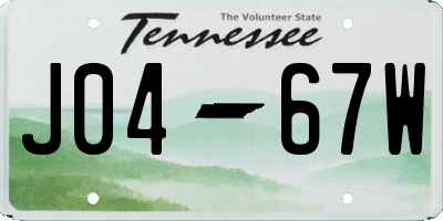 TN license plate J0467W
