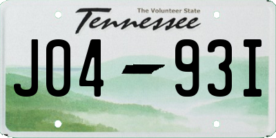 TN license plate J0493I