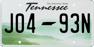 TN license plate J0493N