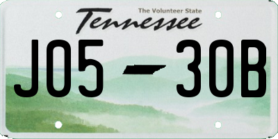 TN license plate J0530B
