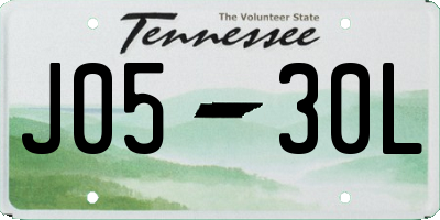 TN license plate J0530L