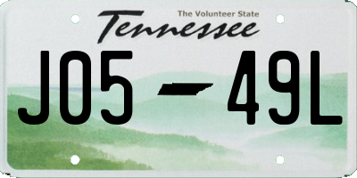 TN license plate J0549L