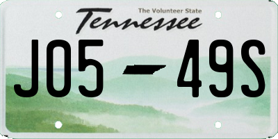 TN license plate J0549S