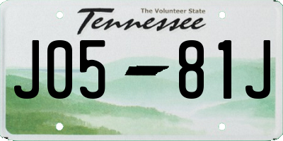 TN license plate J0581J