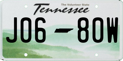 TN license plate J0680W