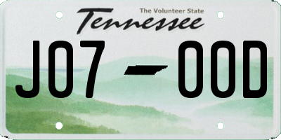 TN license plate J0700D