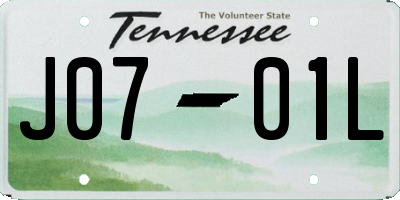 TN license plate J0701L