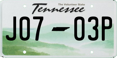 TN license plate J0703P