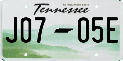 TN license plate J0705E
