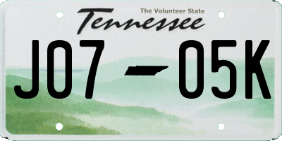 TN license plate J0705K