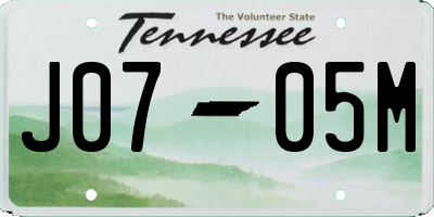 TN license plate J0705M