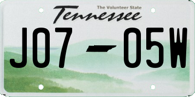 TN license plate J0705W