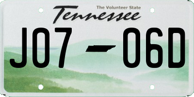 TN license plate J0706D