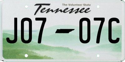 TN license plate J0707C