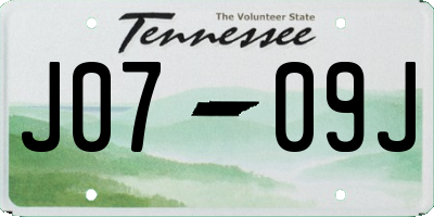 TN license plate J0709J