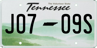 TN license plate J0709S