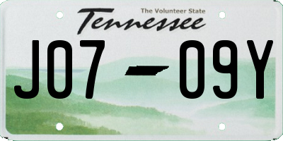 TN license plate J0709Y