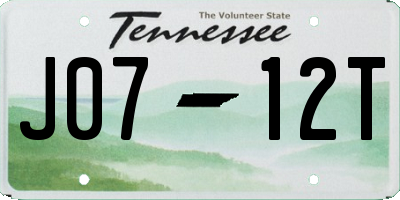 TN license plate J0712T