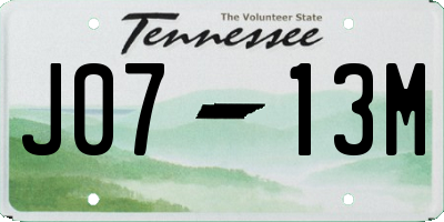 TN license plate J0713M